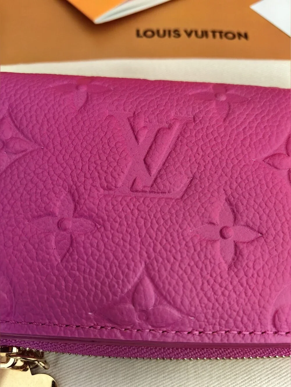 Louis Vuitton Pink Embossed Monogram Small Wallet with Gold Charm - Picture 13 of 15
